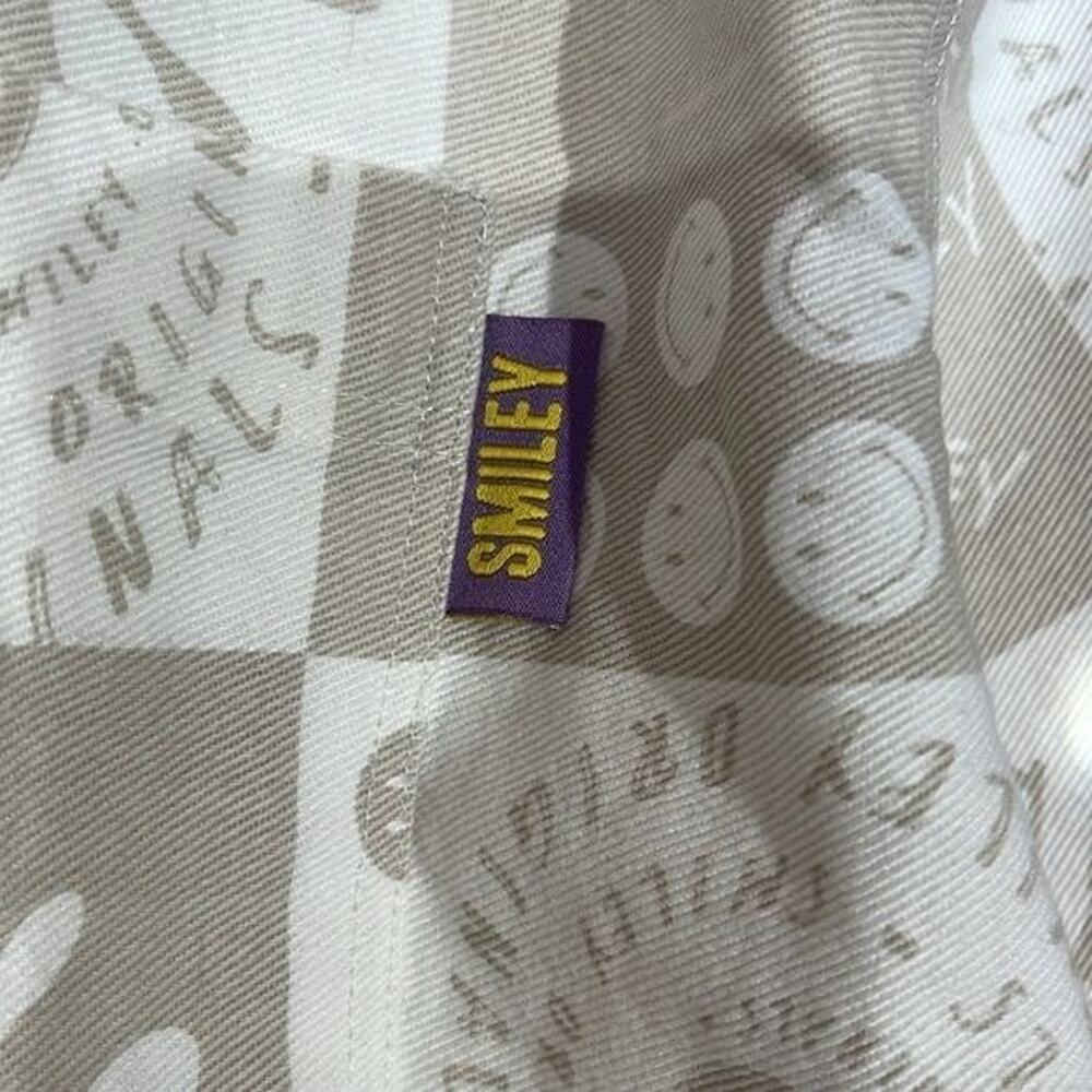 Smiley and H&M Denim White & Cream Denim Jacket Size S Novelty Print NWOT Preppy - Picture 9 of 13